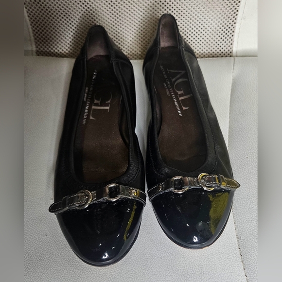 🩷AGL Attilio Giusti Leombruni Women’s Black Leather Ballet Flats - Size 38.5💜 - Picture 9 of 11